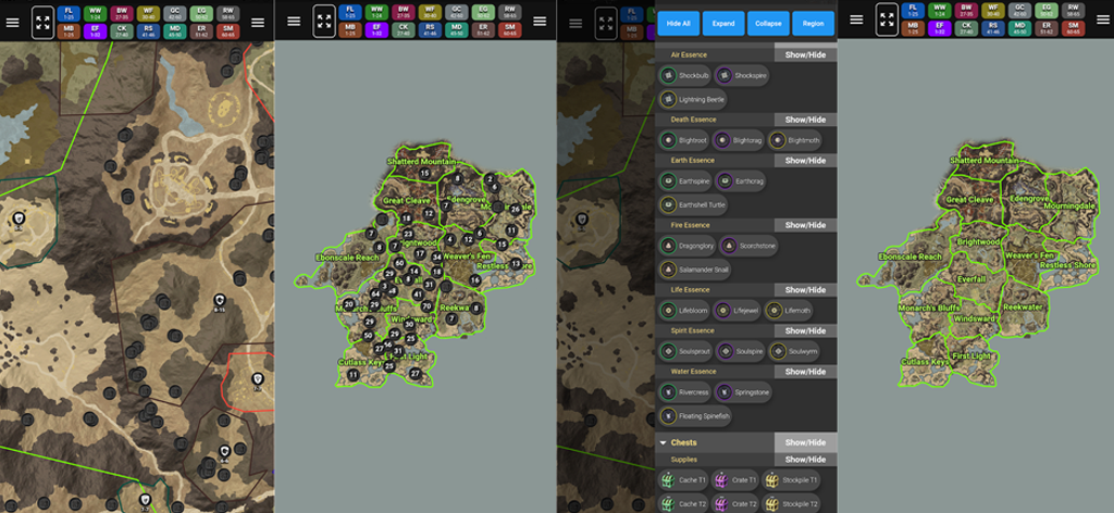 New World Map  Resource Locations, Named Mobs, Dungeons and Lore